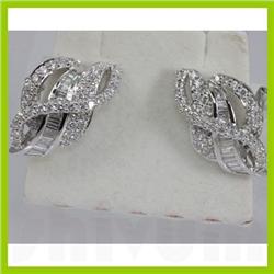 Genuine  1.95 ctw Diamond Tapered Filigree Earring 18KT White Gold 