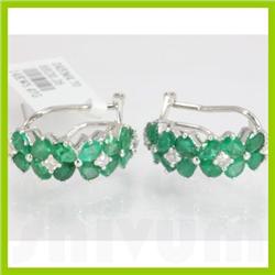 Genuine 4.96 ctw Emerald & Diamond Earring 14kt Gold-White 