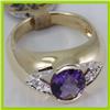Image 2 : Genuine 2.31 ctw Amethyst  & Diamond Ring 14KT Yellow Gold 