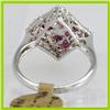 Image 2 : Genuine  1.00 ctw Ruby & Diamond Ring 14KT White Gold Ring Size 6.5