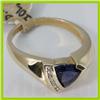 Image 2 : Genuine 0.96 ctw Iolite  & Diamond Ring 14KT Yellow Gold 
