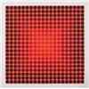 Image 1 : Signed Vasarely X on red squares Serigraph