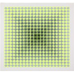 Signed Vasarely Yellow and Black diamonds Serigraph