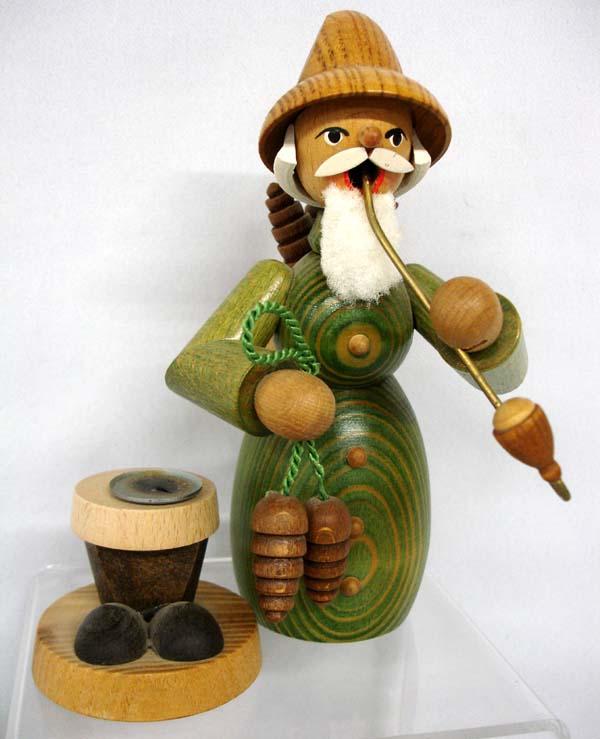 German Hand Carved Wooden Man Incense Burner