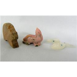 3 Zuni Carved Stone Fetishes