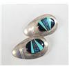 Image 1 : Zuni Inlay Silver Turquoise Earrings Hallmark FM