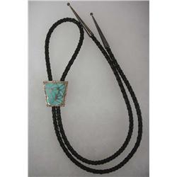 Zuni Bolo Tie Channel Silver Inlay w/Turquoise