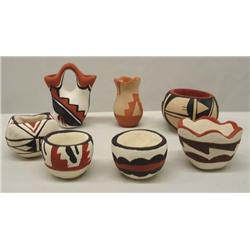 7 Jemez Miniature Pottery All Signed