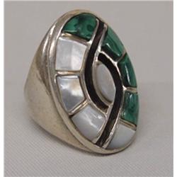 Silver Inlay Ring Size 9 1/2