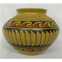 Mata Ortiz Textured Polychrome Pot by Jesus Tena