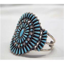 Pawn Zuni Silver Petit Point Turquoise Bracelet