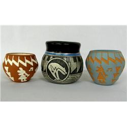 3 Acoma Navajo Pueblo Pottery Jars