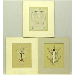 3 Silkscreen Prints from Navajo Sand Paintings