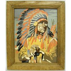 Framed Paint by Number Painting of Indian Chief