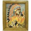 Image 1 : Framed Paint by Number Painting of Indian Chief