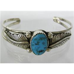 Navajo Silver and Turquoise Hallmarked Bracelet