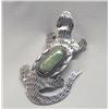 Image 2 : Navajo Silver Turquoise Lizard Pin by Cleveland