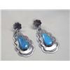 Image 1 : Navajo Silver Turquoise Earrings by Cleveland