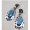 Image 2 : Navajo Silver Turquoise Earrings by Cleveland