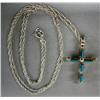 Image 1 : Zuni Reversible Turq/Coral Cross Pendant Necklace