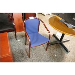 BLUE MAHOGANY FRAMED CLIENT CHAIR