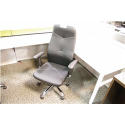 BLACK LEATHER ADJUSTABLE ARM TILTER CHAIR 6170