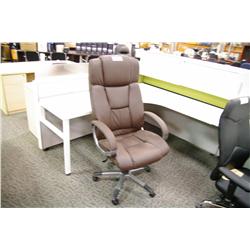 BURGUNDY OVERSTUFFED HIGHBACK TILTER CHAIR