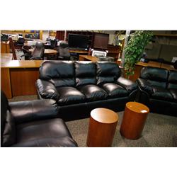 BLACK OVERSTUFFED 3 PIECE SOFA SET