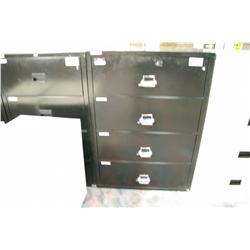 BLACK 4 DRAWER FIRE PROOF LATERAL FILE CABINET