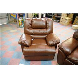 BROWN OVERSTUFFED RECLINER CHAIR
