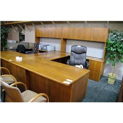 CHERRY EXECUTIVE U-SHAPED DESK WITH HUTCH