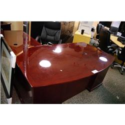 MAHOGANY BOW FRONT EXECUTIVE L-SHAPED DESK