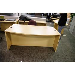 MAPLE BOW FRONT EXECUTIVE DESK (ASSEMBLED)