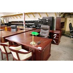 CHERRY U-SHAPED TRADITIONAL OFFICE SUITE WITH