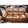 Image 1 : BROWN LEATHER 3 PC. SOFA SET