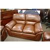 Image 2 : BROWN LEATHER 3 PC. SOFA SET
