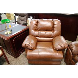 BROWN LEATHER RECLINING CHAIR