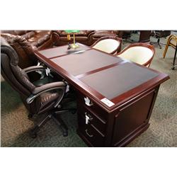 BLACK LEATHER INLAY TRADITIONAL EXECUTIVE DESK