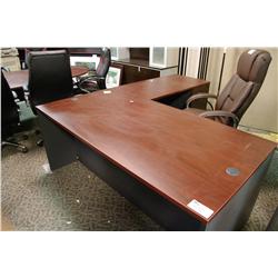 MAHOGANY TOP L-SHAPE EXECUTIVE DESK