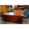 Image 1 : MAHOGANY BULLET TOP DESK WITH MATCHING CREDENZA