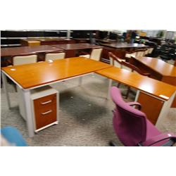 CHERRY MODERN LOOK DESK WITH CREDENZA