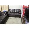Image 2 : BROWN LEATHER COUCH & LOVE SEAT SET