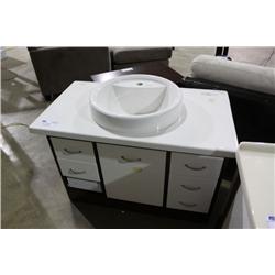 6 DRAWER 1 DOOR CHERRY & WHITE BATHROOM VANITY