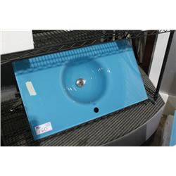 BLUE GLASS SINK COUNTER TOP