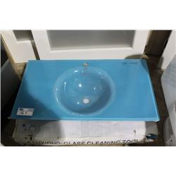 BLUE GLASS SINK COUNTER TOP