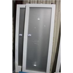 PAIR OF WOOD FRAMED FROSTED GLASS SOCKET DOORS