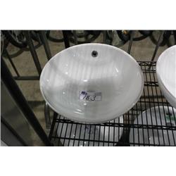 WHITE ABOVE COUNTER BOWL SINK