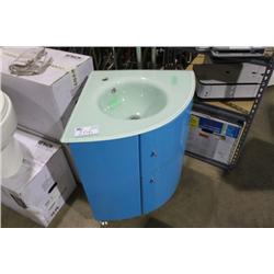 BLUE CORNER FROSTED GLASS BATHROOM VANITY SET