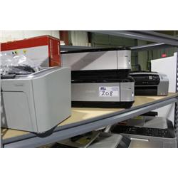 SHELF OF ASSORTED COMPUTER PRINTERS