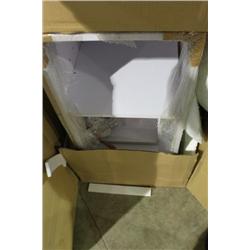 WHITE MULTI-DRAWER GLASS TOP BATHROOM VANITY